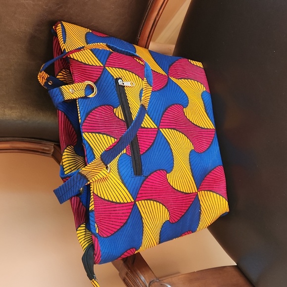 African print large tote African wax cotton handbag unique purse - Picture 4 of 15